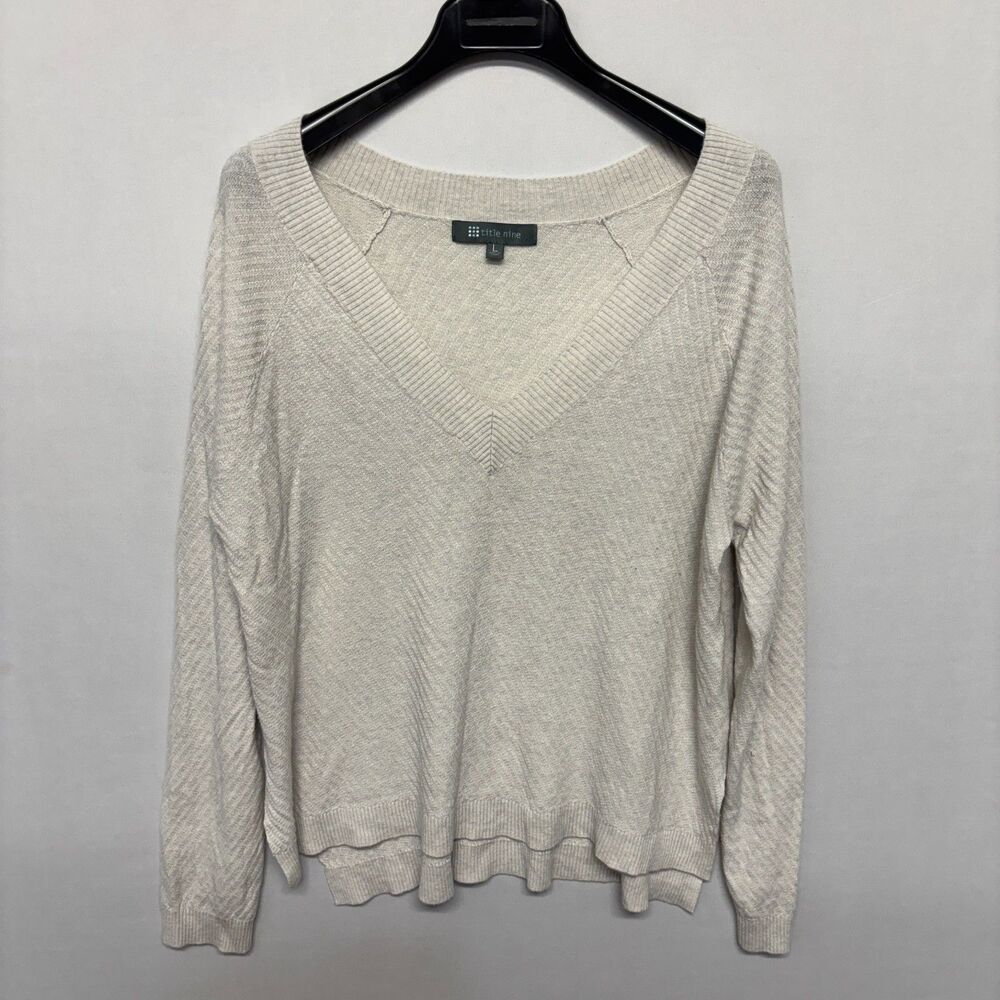 Title Nine Women V-neck Merino Wool Blend Sweater Size Large Pullover D134 -18
